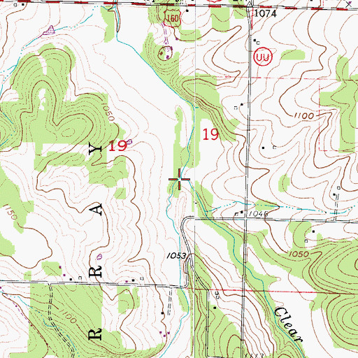 Topographic Map of Sawdey Branch, MO