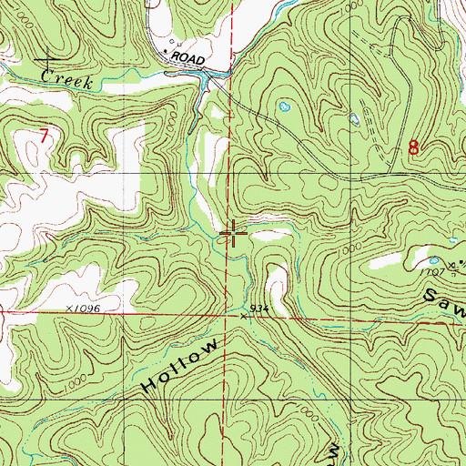 Topographic Map of Sawmill Hollow, MO