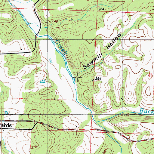 Topographic Map of Sawmill Hollow, MO