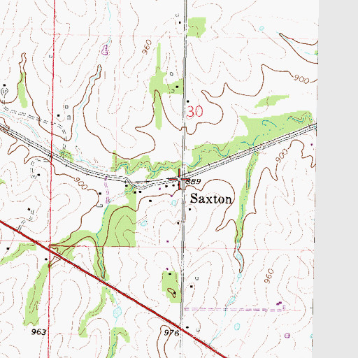 Topographic Map of Saxton, MO