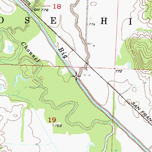 Topographic Map of Scaly Bark Creek, MO