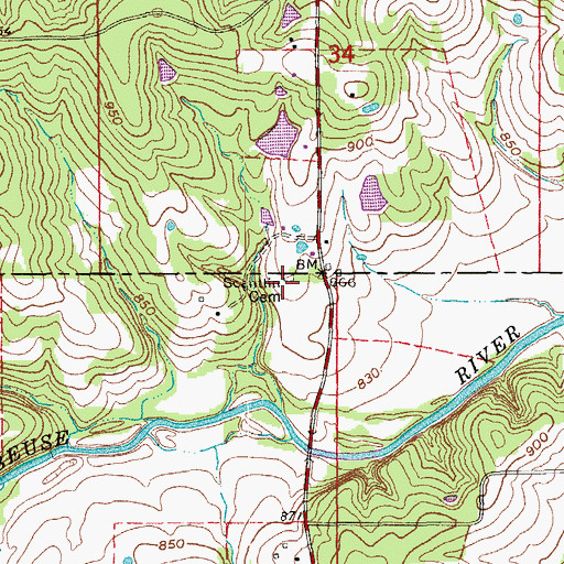 Topographic Map of Scantlin Cemetery, MO