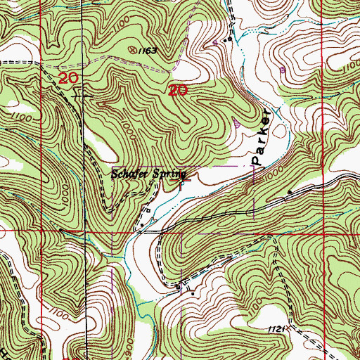 Topographic Map of Schafer Spring, MO