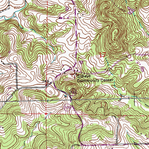 Topographic Map of Scheve Community Center, MO