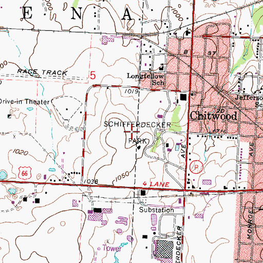 Topographic Map of Schifferdecker Park, MO