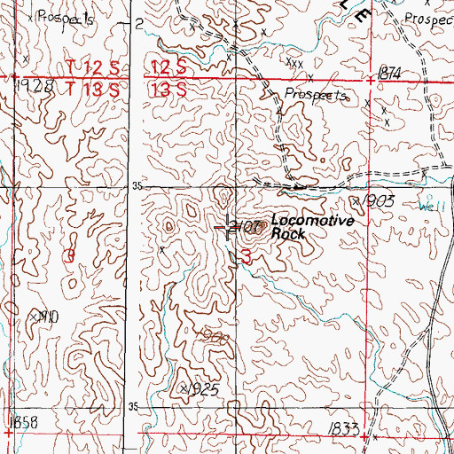 Topographic Map of Locomotive Rock, AZ