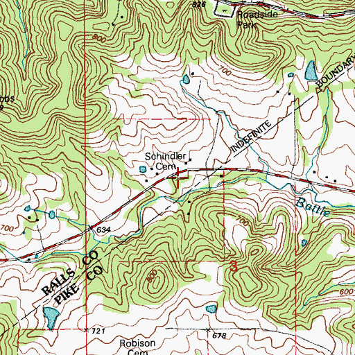 Topographic Map of Schindler Cemetery, MO