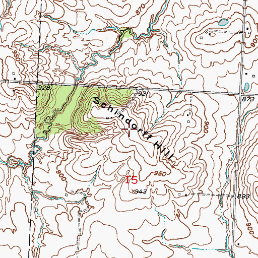 Topographic Map of Schindorff Hill, MO