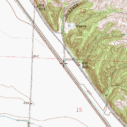 Topographic Map of Schlotz Branch, MO