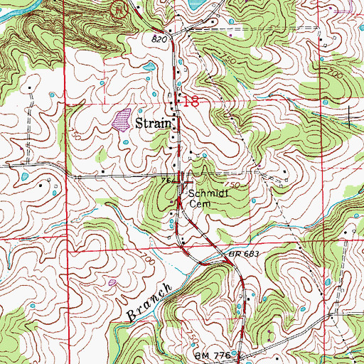 Topographic Map of Schmidt Cemetery, MO
