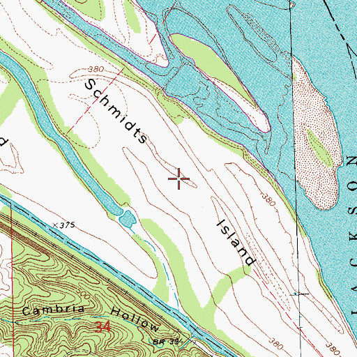 Topographic Map of Schmidts Island, MO