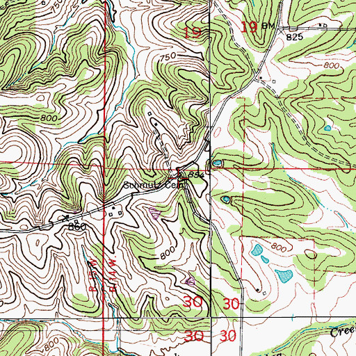 Topographic Map of Schmutz Cemetery, MO