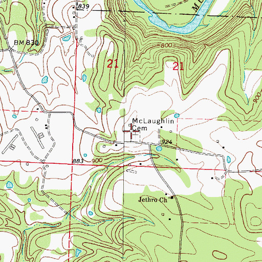 Topographic Map of McLaughlin Cemetery, AR