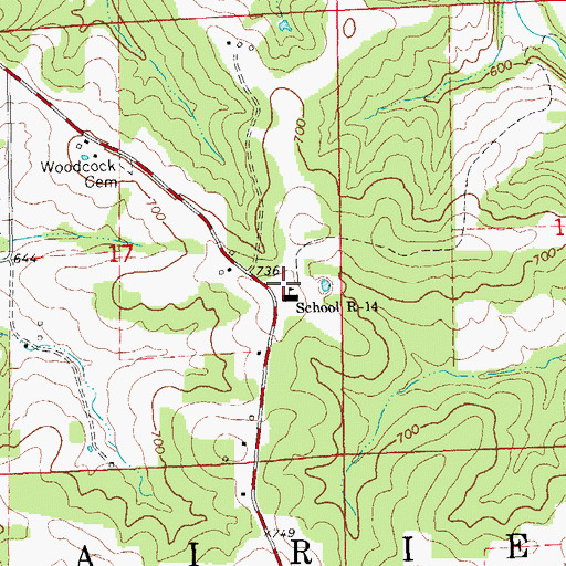 Topographic Map of School R-14, MO