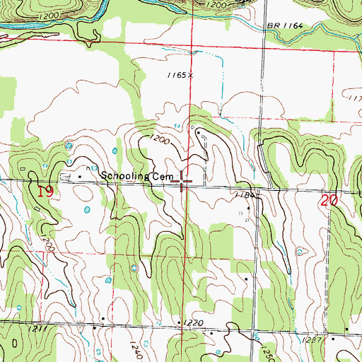 Topographic Map of Schooling Cemetery, MO