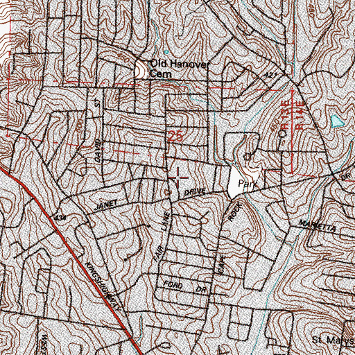 Topographic Map of Schrader School, MO