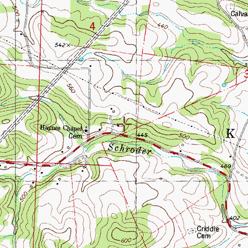 Topographic Map of Schroder School, MO
