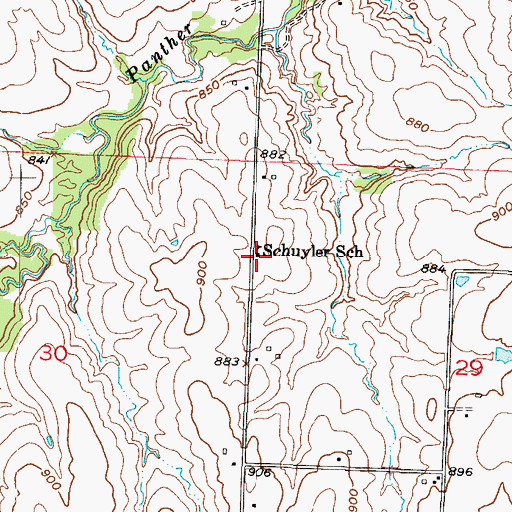 Topographic Map of Schuyler School (historical), MO