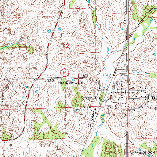 Topographic Map of Scobee Cemetery, MO