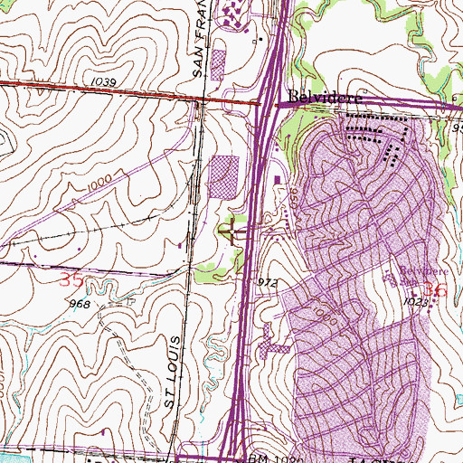Topographic Map of Scope Creek, MO