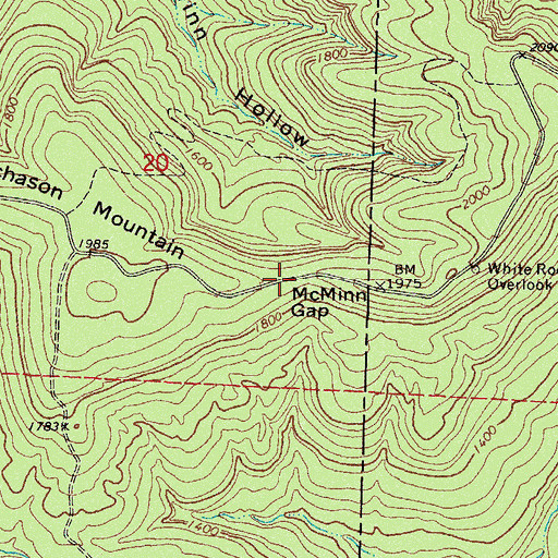 Topographic Map of McMinn Gap, AR
