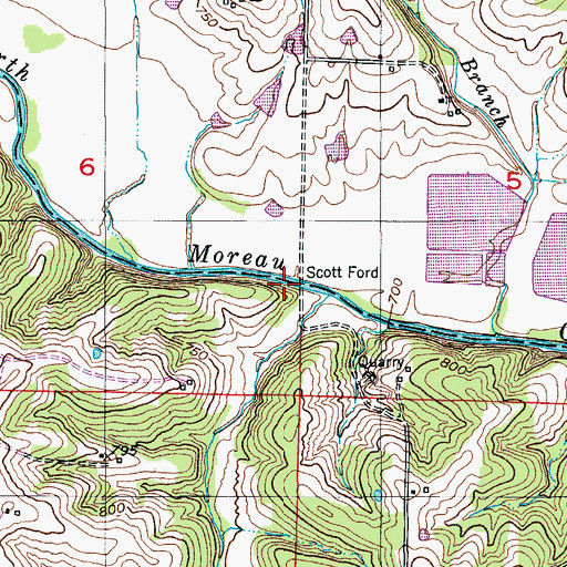 Topographic Map of Scott Ford, MO