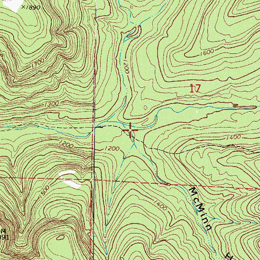 Topographic Map of McMinn Hollow, AR