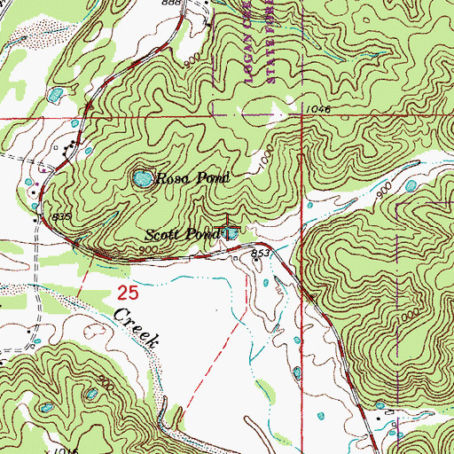 Topographic Map of Scott Pond, MO