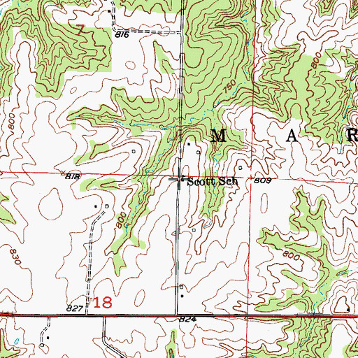 Topographic Map of Scott School (historical), MO