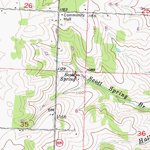 Topographic Map of Scott Spring, MO