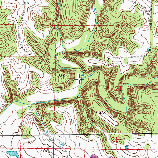 Topographic Map of Scratchers Branch, MO