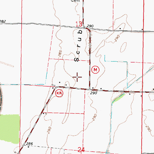 Topographic Map of Scrub Ridge, MO