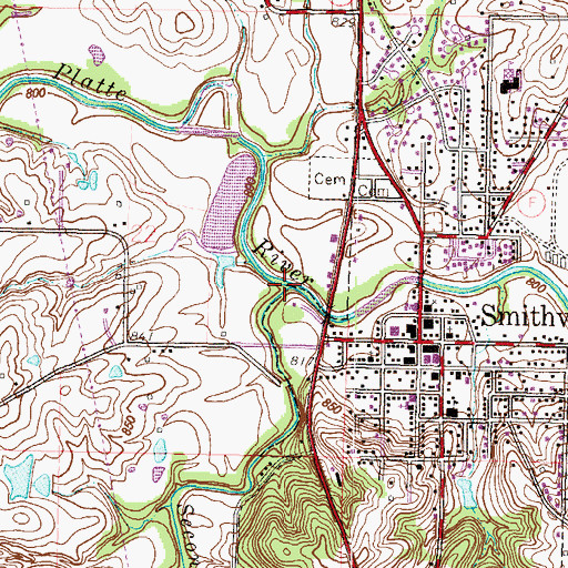 Topographic Map of Second Creek, MO