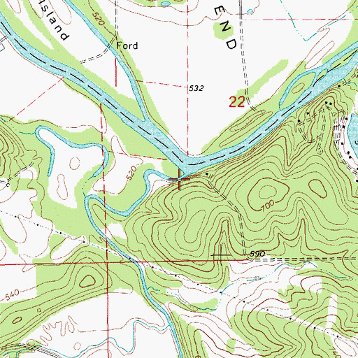 Topographic Map of Second Creek, MO