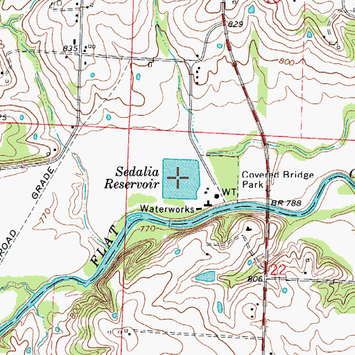 Topographic Map of Sedalia Reservoir, MO