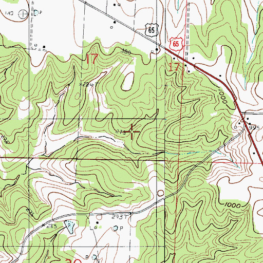 Topographic Map of Seedtick Mine, MO