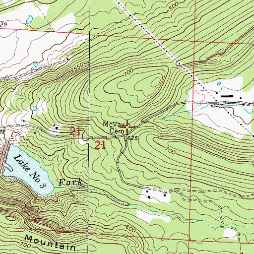 Topographic Map of McVay Cemetery, AR