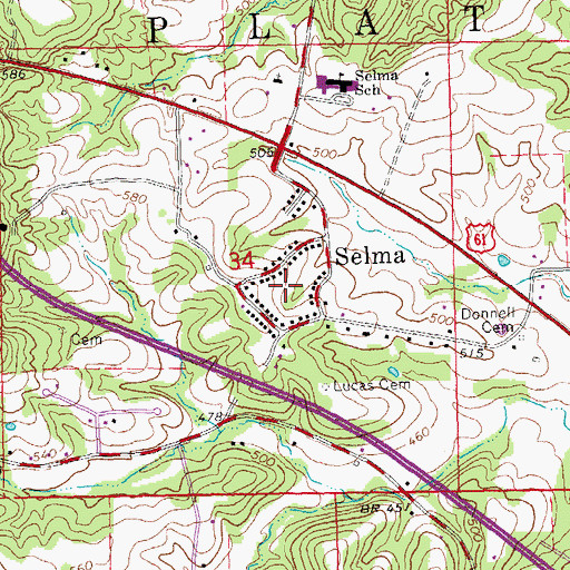 Topographic Map of Selma, MO