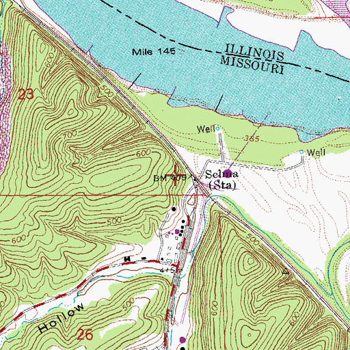 Topographic Map of Selma, MO