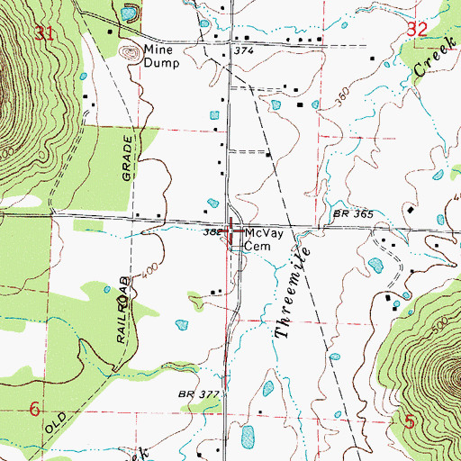 Topographic Map of McVay Cemetery, AR
