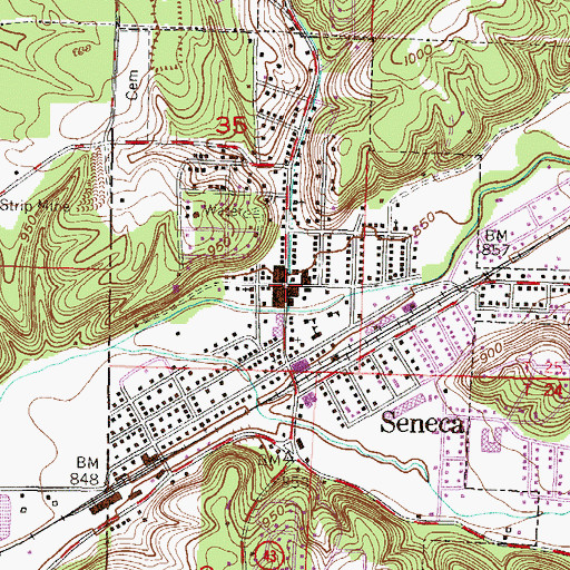 Topographic Map of Seneca, MO