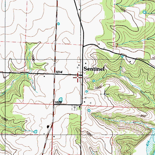 Topographic Map of Sentinel, MO
