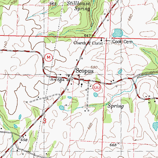 Topographic Map of Scopus, MO