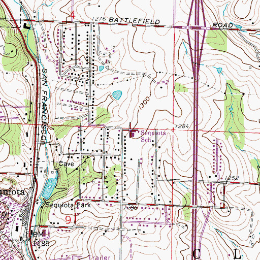Topographic Map of Sequiota School, MO