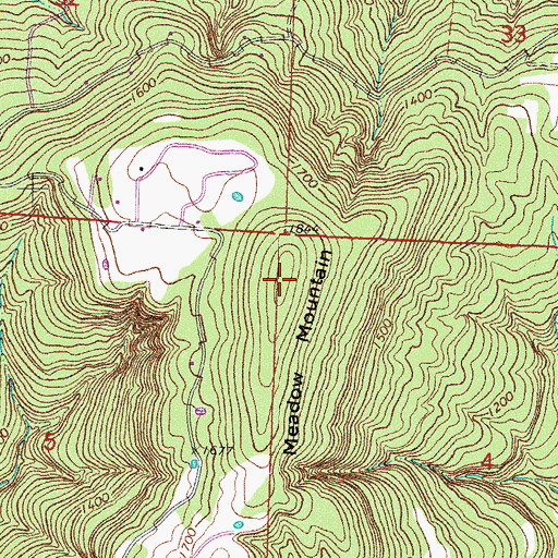 Topographic Map of Meadow Mountain, AR