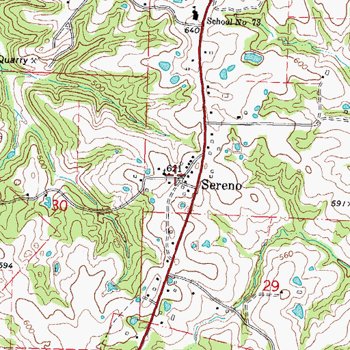 Topographic Map of Sereno, MO