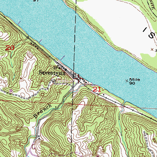 Topographic Map of Seventysix, MO
