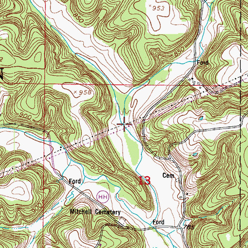 Topographic Map of Sewell Creek, MO