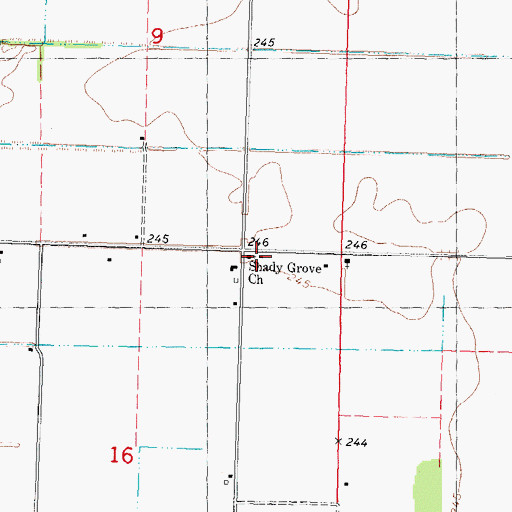 Topographic Map of Shady Grove Church, MO