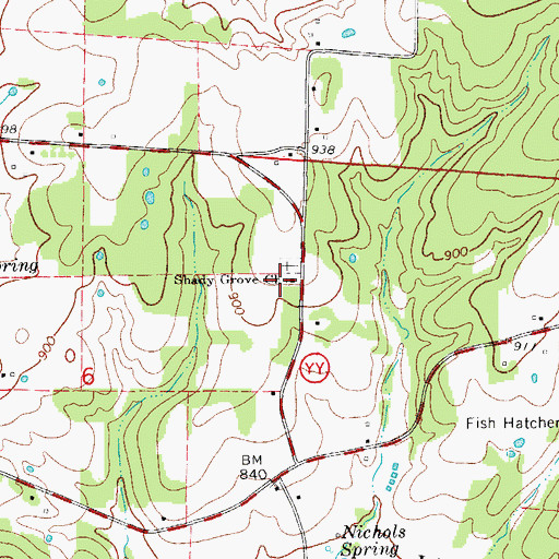 Topographic Map of Shady Grove Church, MO